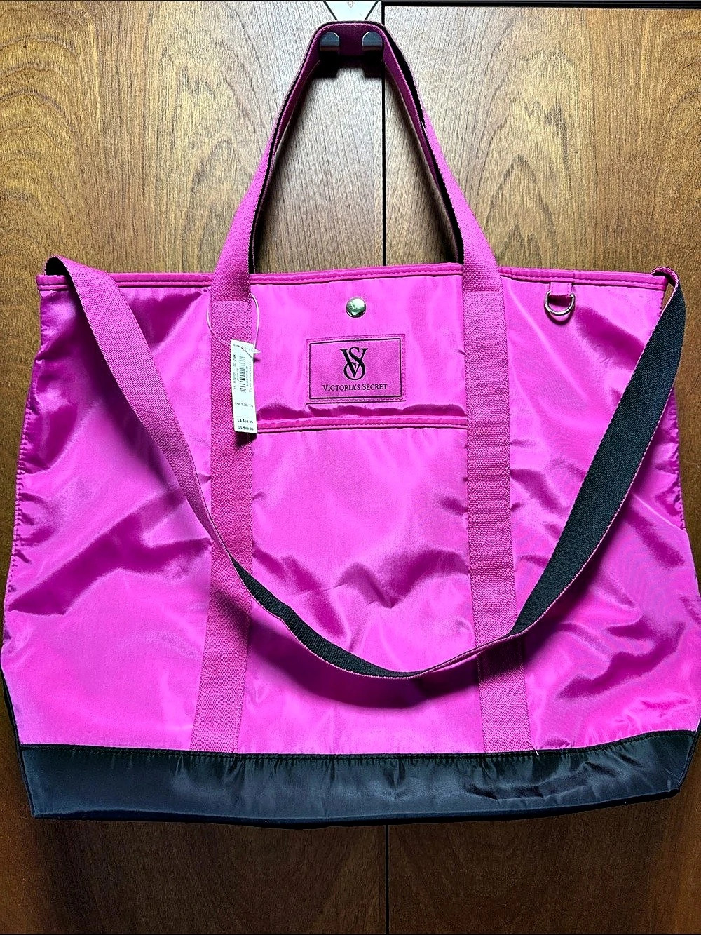 NWT Victoria's Secret Nylon Tote Bag Pink & Black NWT